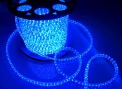 Дюралайт LED круглый 2-х проводной, фиксинг, Ф13мм 90м, кратность резки 2м, расстояние между светодиодами 2,7см, синий